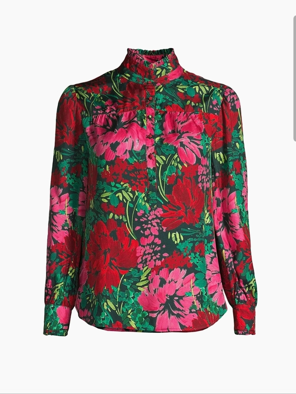 Vineyard Vines Floral Mock-Neck Blouse - Pink & Red